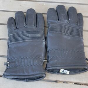 Men's Black Leather Moto Gloves